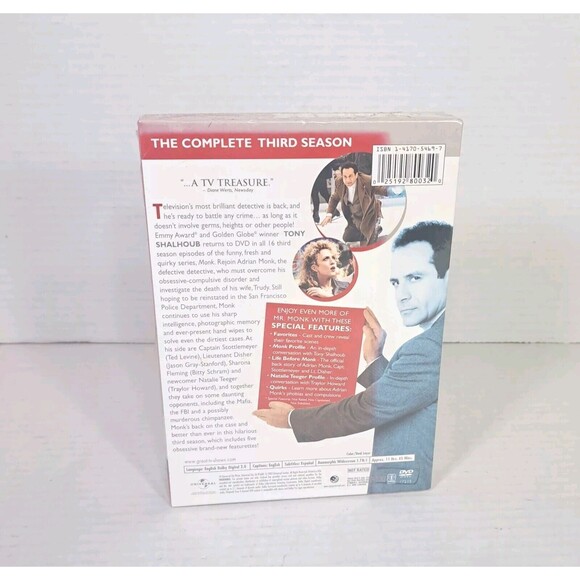 Monk Complete Season 3 3rd Three New Sealed DVD Tony Shalhoub 4 Discs Set TV - Picture 2 of 3
